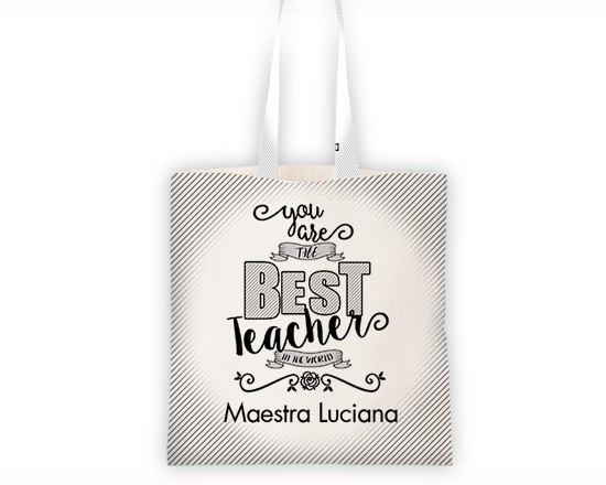 Borsa shopping con scritte stilizzate