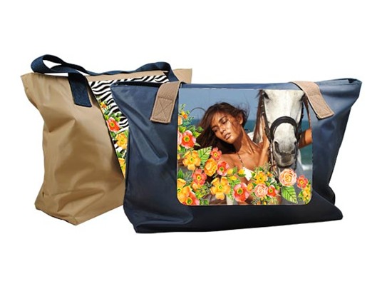 Borsa con grafica floreale e zebrata