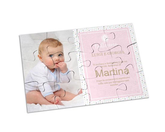 Puzzle Magnetici Rettangolari Battesimo bimba pois