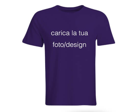 La maglia in cotone viola a mezza manica personalizzabile con una foto e dedica