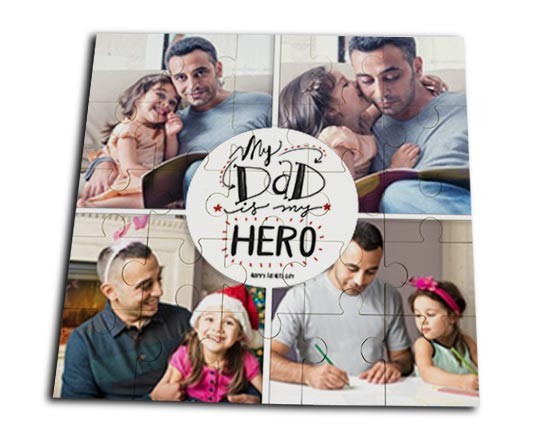 Grafica collage su foto puzzle legno