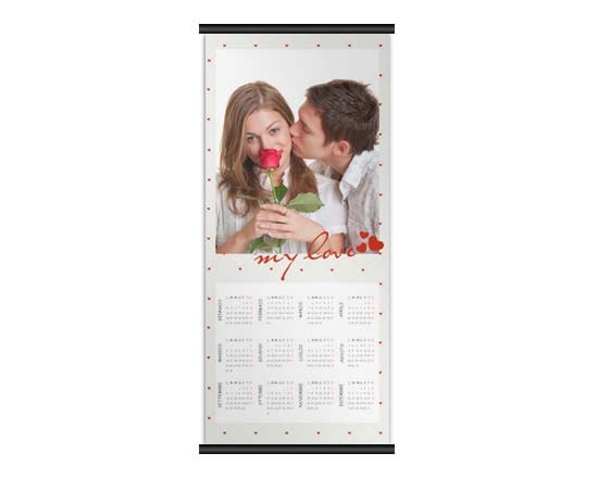 Un romantico calendario 30x70 con grafica di San Valentino