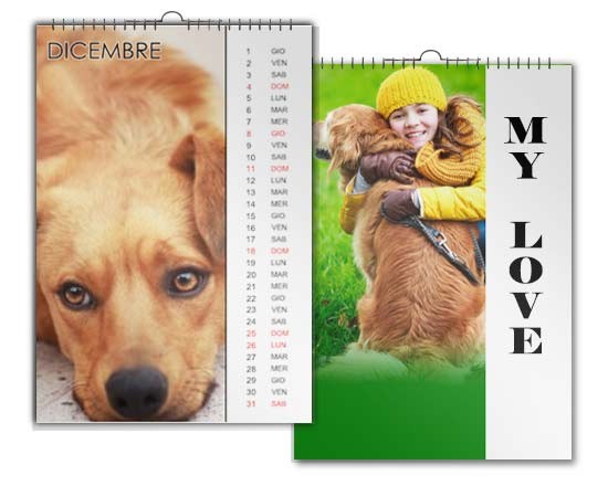 Calendario 13 pagine con datario verticale laterale