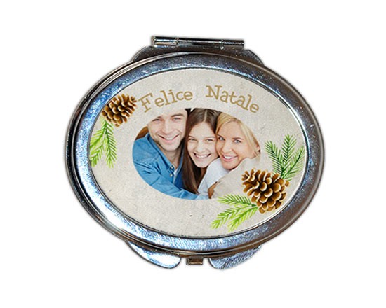 Specchietto ovale da borsetta Pine cone