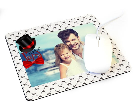 Tappetino mouse con baffi, cappello e papillon