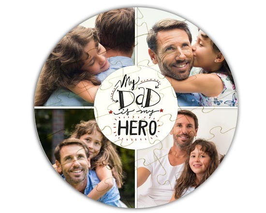 Puzzle legno rotondo Dad is my hero