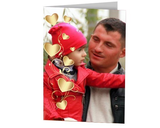 Card personalizzata con cuori dorati