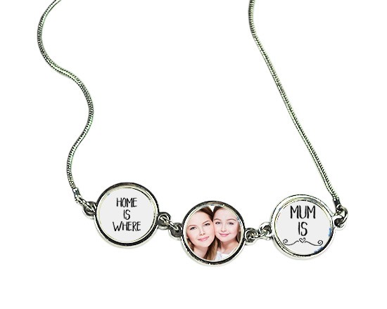 Collana ciondolo tre cerchi con grafica per la mamma