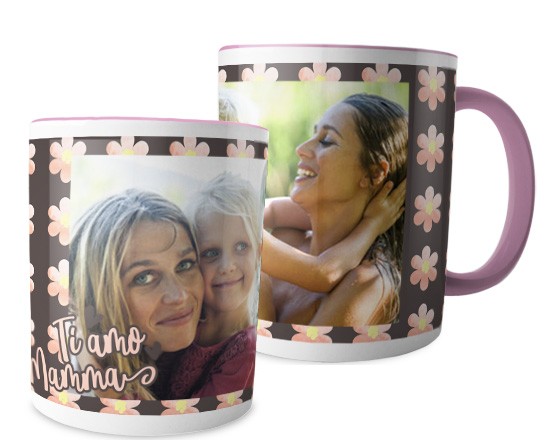 Tazza con foto e grafica con fiori