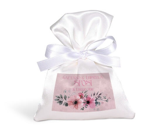 Sacchetto portaconfetti con grafica con fiori