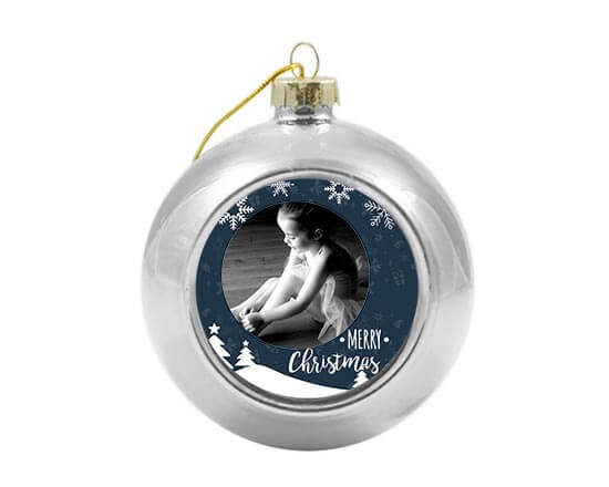 Pallina di natale con grafica blu
