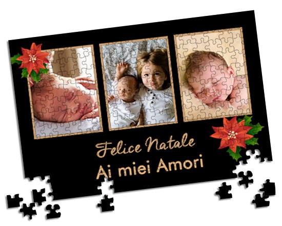 Puzzle con grafica nera in stile collage