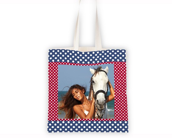 borsa shopping pois bicolor