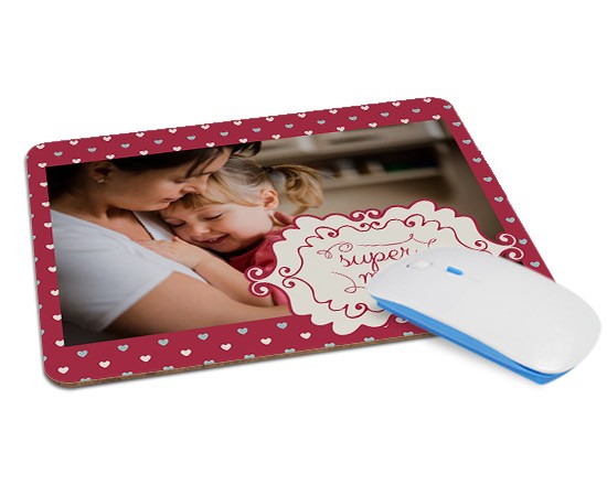 Tappetino Mouse in Legno Rettangolare Super mom