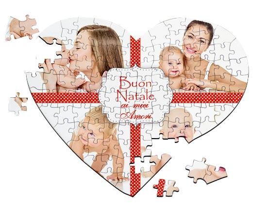 Puzzle a cuore dalla grafica collage