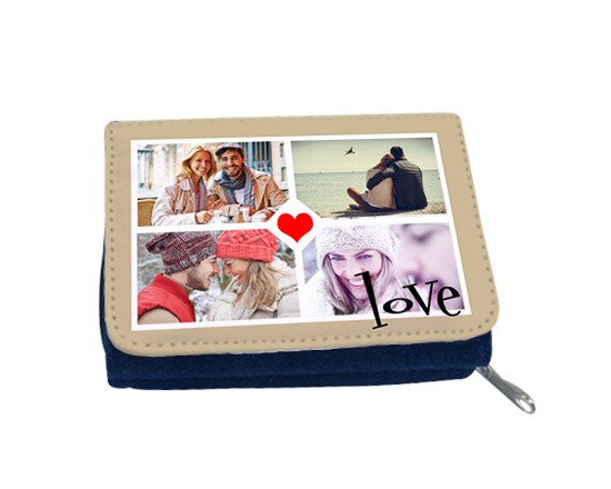 Una grafica romantica per il tuo portafoglio in jeans