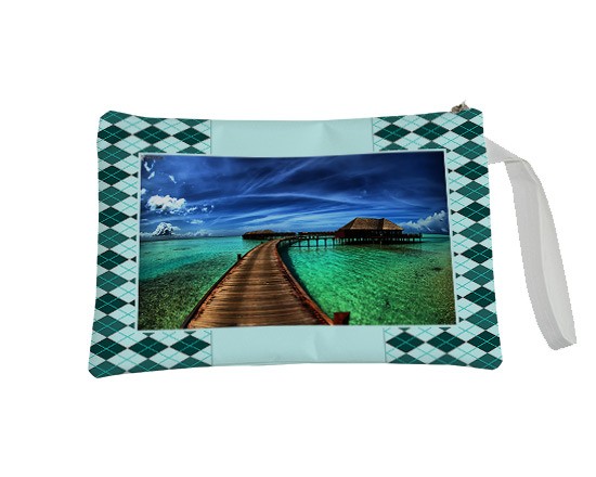 Pochette personalizzata con foto di una spiaggia esotica