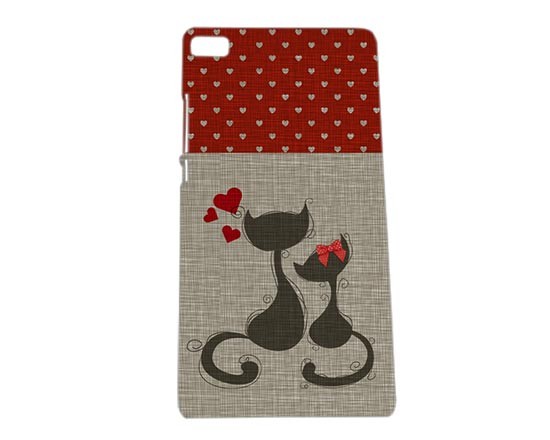 Cover Huawei P8 3D Cats in love