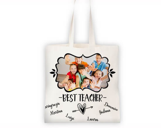 Borsa shopping con grafica con scritta