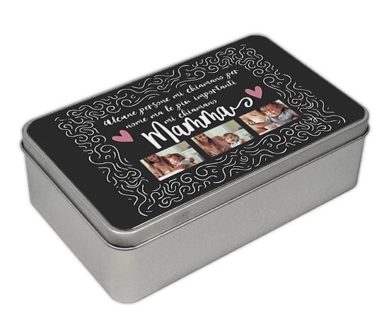 Scatola di latta con dedica
