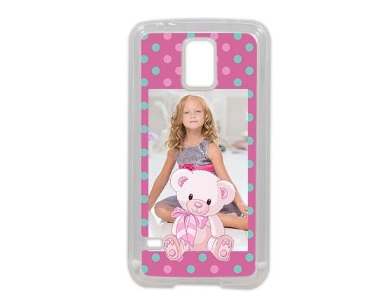 Cover in silicone Samsung S5 con orsetto rosa
