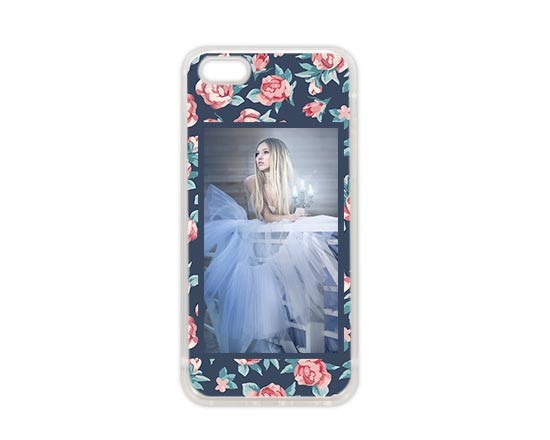 Cover in Silicone iPhone 5-5S Texture rose