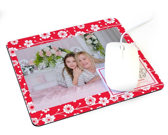 Tappetino Mouse con fiori bianchi