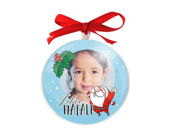 Palla di natale con grafica nel colore celeste