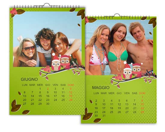 Calendario multipagina con grafica gufi