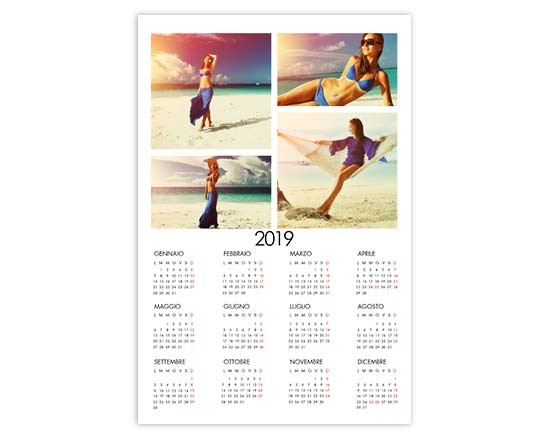 Calendario poster Basic Bianco