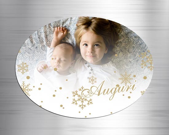 Calamita ovale in masonite con stelle oro