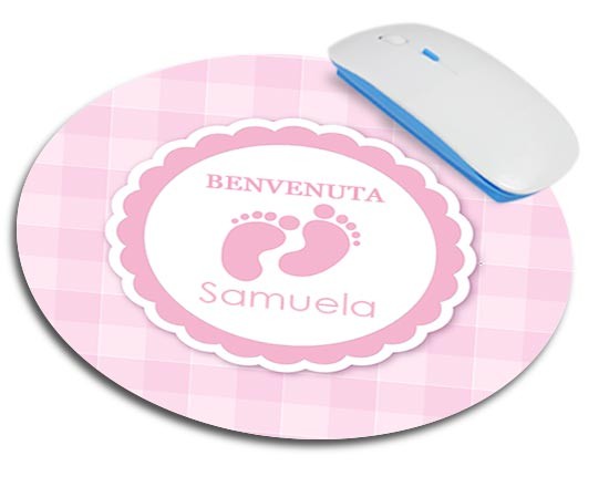 Tappetino mouse tondo Piedini rosa
