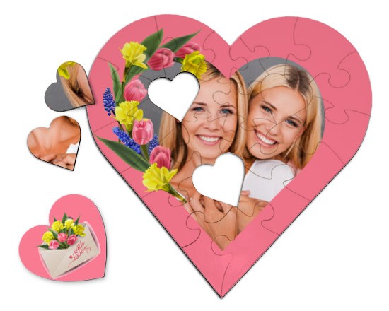 Puzzle a cuore in legno With love