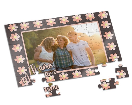 Puzzle A4 con grafica con fiori rosa