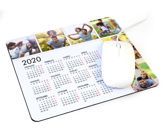 Mousepad con grafica con 6 riquadri e calendario