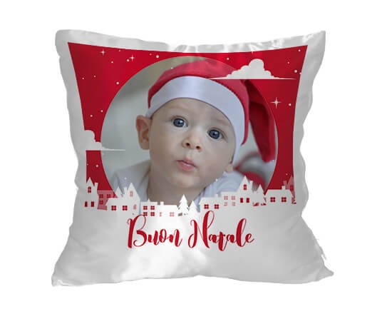 cuscino natalizio nel colore bianco e rosso