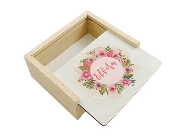 Scatola portaoggetti in legno Cerhio di fiori
