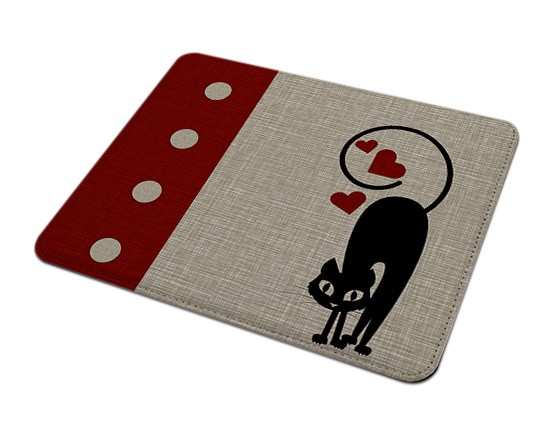 Tappetino Mouse in Pelle Cat in love