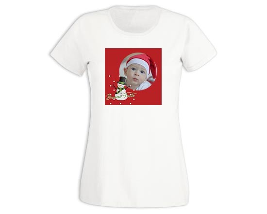T-shirt donna in cotone Christmas in red