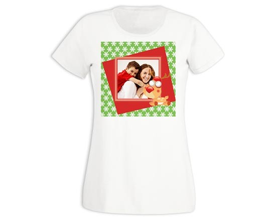 T-shirt donna in cotone Renna natalizia