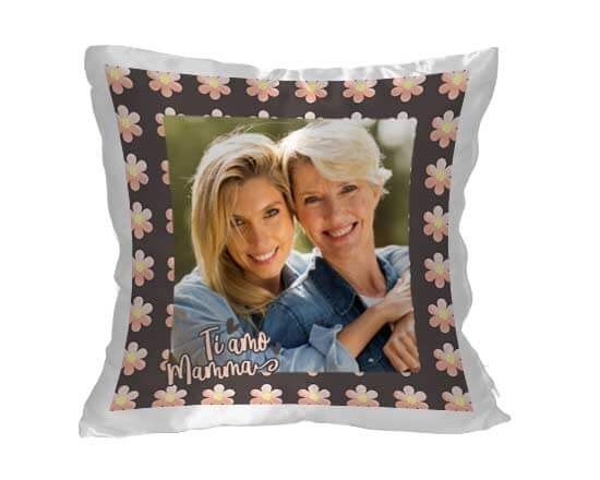 Cuscino floreale con retro bianco