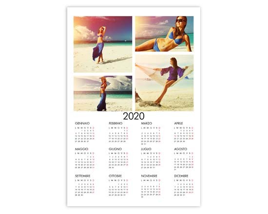 Calendario poster Basic Bianco