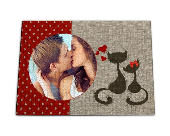 Puzzle con gattini e pois colorati