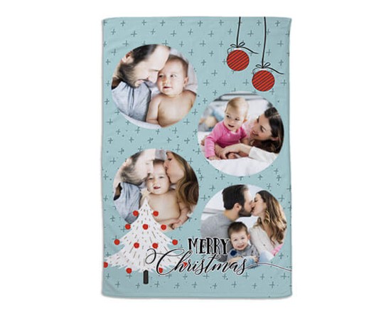 coperta collage con alberello e palline