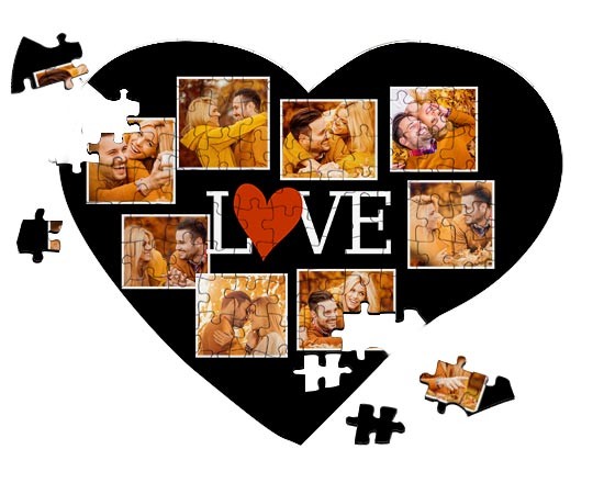 Collage di foto su puzzle a cuore A4