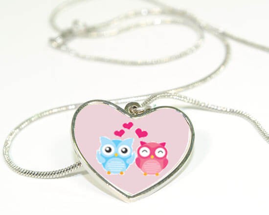 Collana con gufi nel colore rosa
