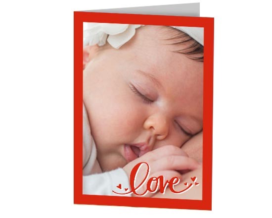 Cards con grafica rossa e scritta romantica