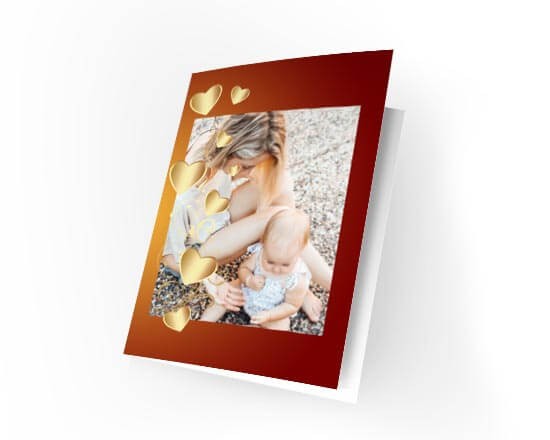 Card personalizzata con cuori dorati