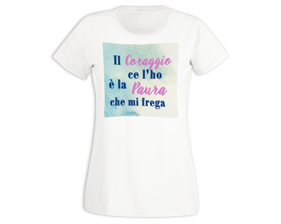 T-shirt donna in cotone Coraggio e paura
