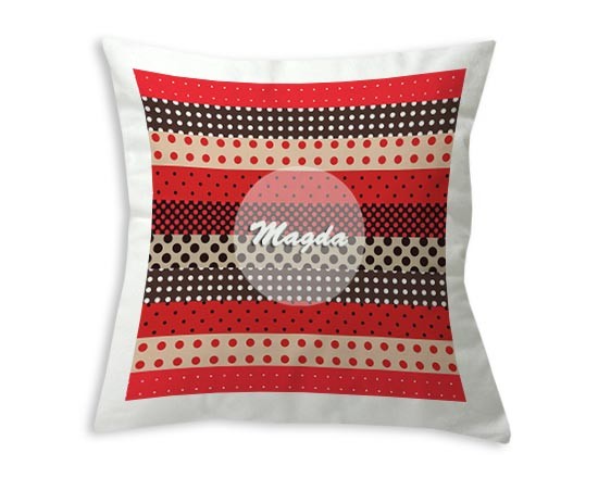 Il cuscino personalizzato con pois colorati